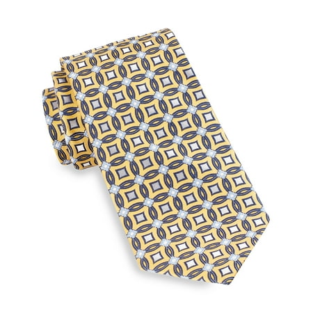 Circle Silk Tie - Men's Big & Tall Gold Series Circle Medallion-Pattern Silk Tie