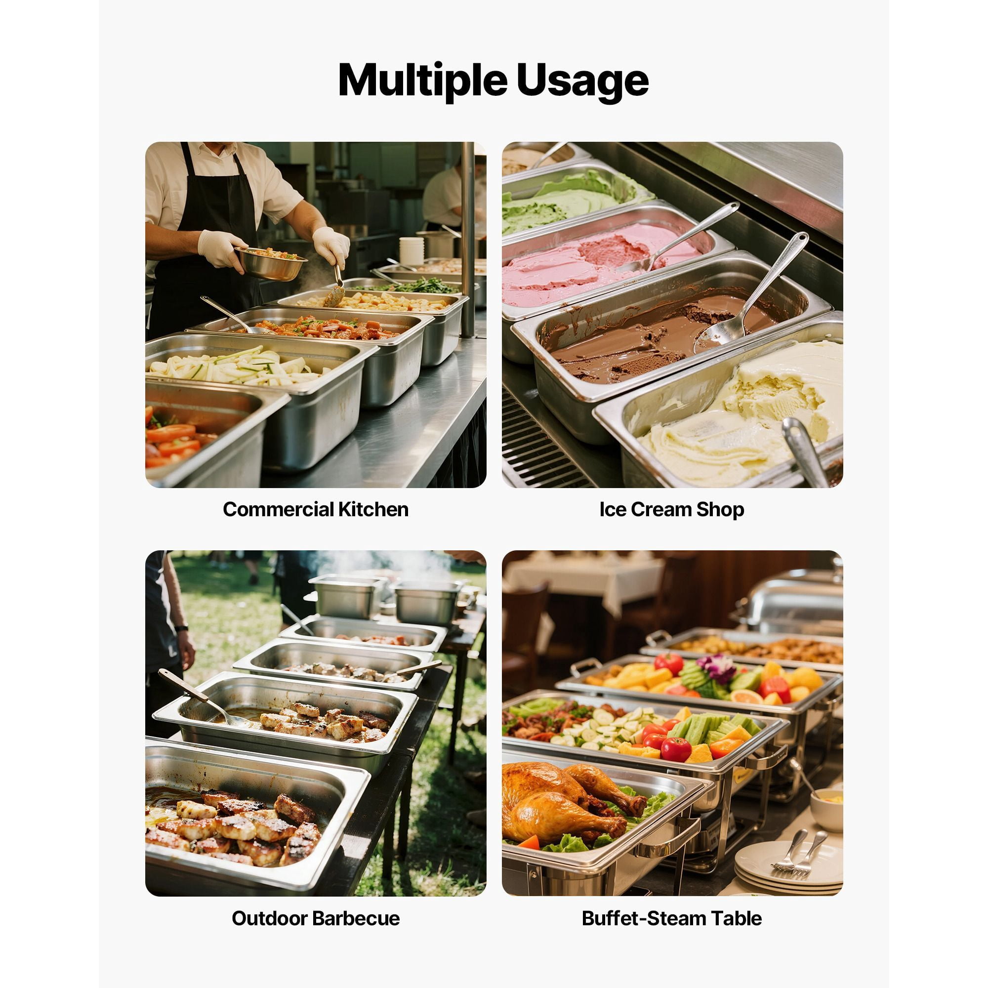 Stainless Steel Hotel Pan Full Size 6 Inch Deep 1-Pack 22 Gauge for Catering Buffet