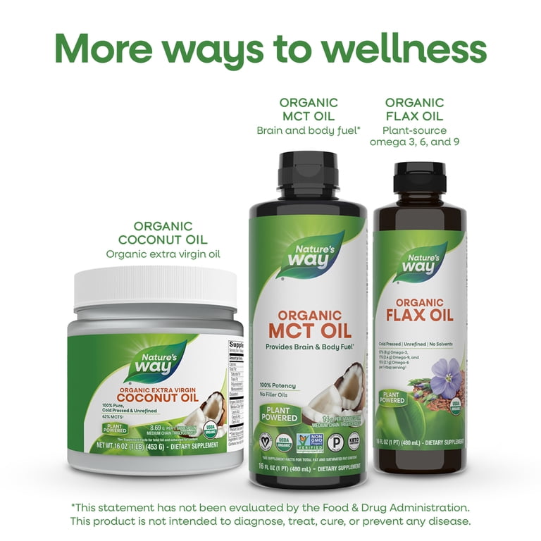 Nature's Way Organic MCT Oil 16 fl oz, 100% Potency, Coconut