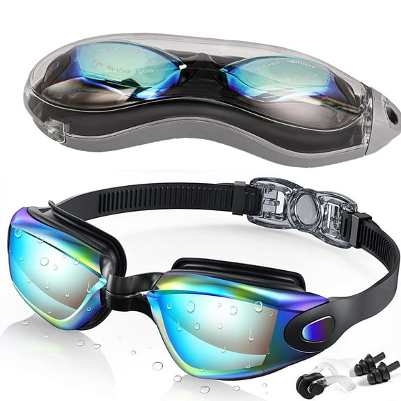 Swim Goggles, Swimming Goggles No Leaking Full Protection Anti Fog UV Protection Goggles, Y2Konexi Swim Goggle Clear Vision for Adult Men Women Youth - Pink-Blue