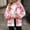 Pink, variant on Women's Plaid Fleece Jacket with Pockets and Button-down Fleece Coat Black L