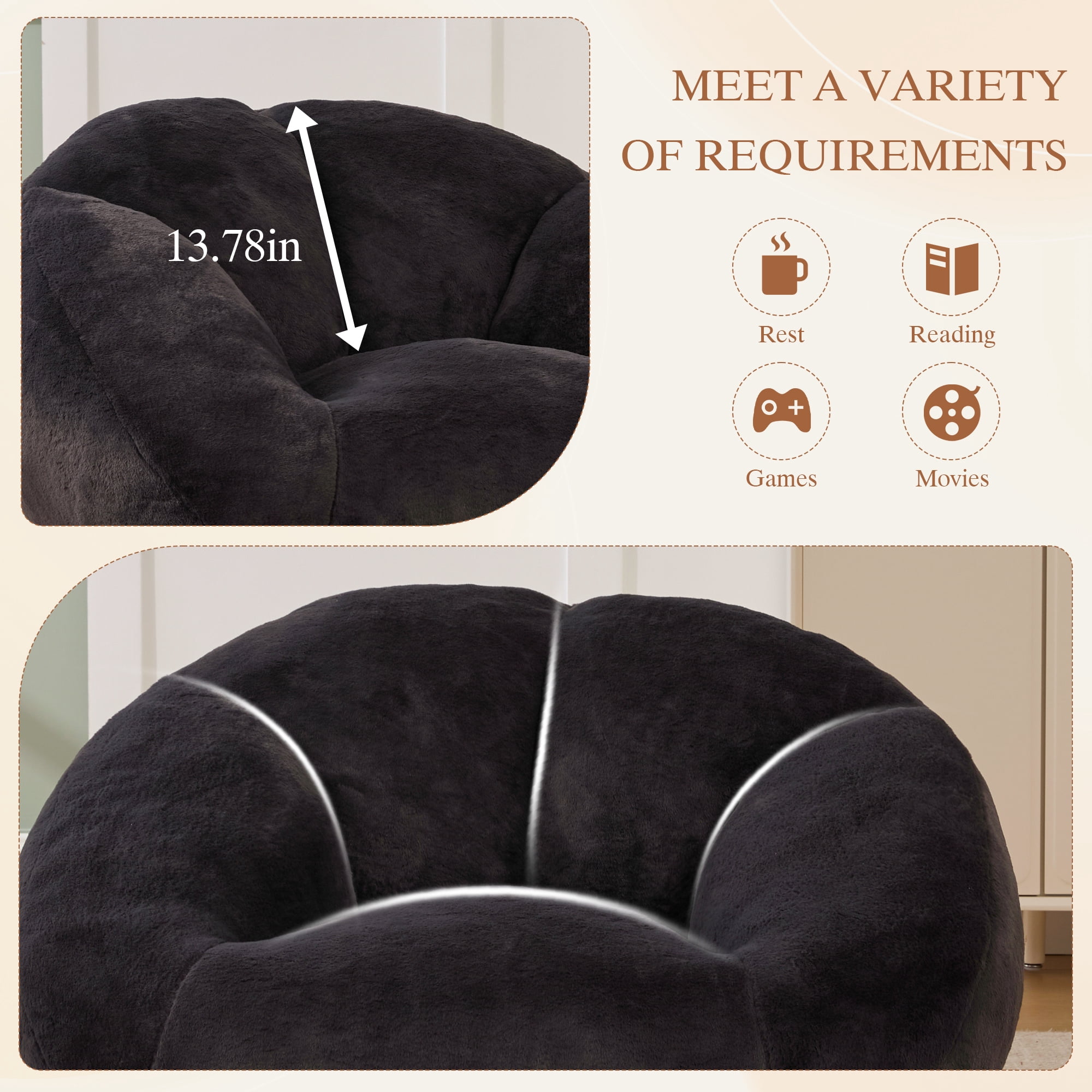MOONMISS Oversized Bean Bag Chair for Adults,Memory Foam Lazy Sofa Chair with Soft Corduroy Cover,Comfy Floor Lounger for Living Room Bedroom Dorm