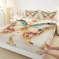 thumbnail image 3 of Homewish Colorful Crystal Butterfly 3pcs Twin Sheet Sets for Teens Boys Girls,Abstract Gradient Twin Fitted Sheet,Bling Glitter Breathable Flat Sheet,Ultra Soft Home Decor, 3 of 7