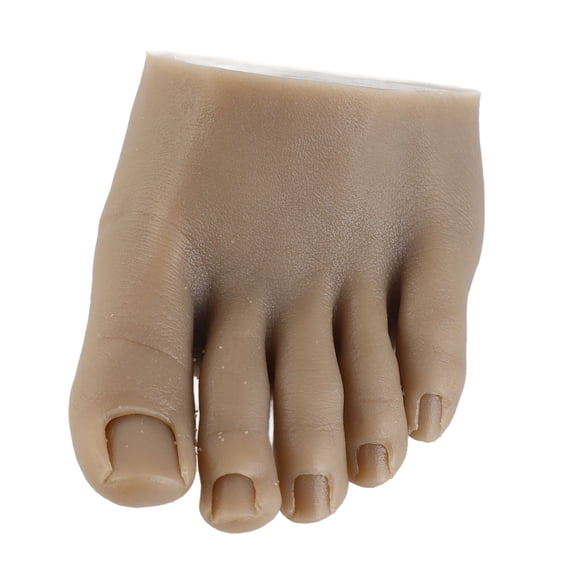 Modelo de medio pie falso para práctica de arte de uñas, color piel oscura, reutilizable, modelo de pie de silicona para práctica de tatuajes, izquierda