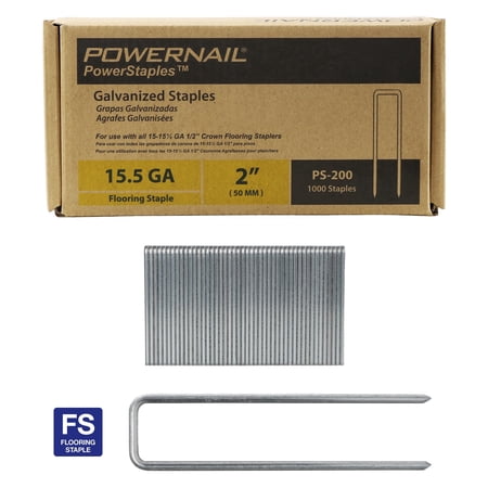 Powernail PS200 15.5 Gauge 2"-Length 1/2"-Crown Galvanized Flooring Staples (Box of 1000)