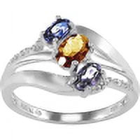 Personalized Family Jewelry Alyssa 3 Genuine Birthstone Mother's Ring in 14K White Gold