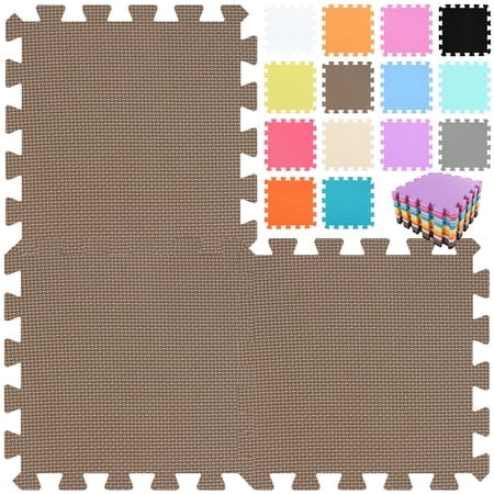 Qqpp Tapis de Sol en Mousse Casse-Tête Emboîtables en Caoutchouc Eva 18 Tuiles - Tapis de Jeu pour Bébé pour Jouer / Tapis d'Exercice pour l'Entraînement à la Maison. Brun. Qc-Fb18N