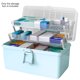thumbnail image 1 of Caja de almacenamiento de píldoras Estuche de cosméticos para el hogar de gran capacidad de 3 capas Organizador de artículos diversos de plástico, estilo realzado, azul claro Advancent HA004344-08B, 1 of 7