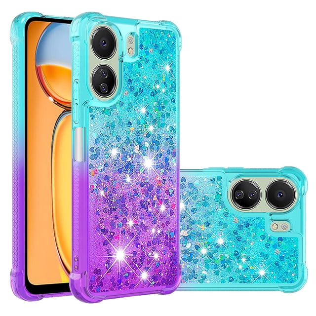 Funda para Xiaomi Redmi 13C 4G Transparente con Brillos Carcasa Protectora Antigolpes con Glitter Brillante