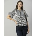 thumbnail image 2 of Moomaya Womens Printed Cotton Blouse, Boho Top, Short Sleeves Summer Top, 2 of 7
