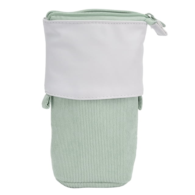 Estuche para lápices con soporte para bolígrafo, lindo estuche telescópico, bolsa de maquillaje portátil para estudiantes de escuela, oficina, mujeres, adolescentes, verde