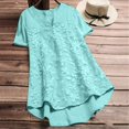 thumbnail image 3 of Mittory Cotton Linen Tops for Women Short Sleeve Vintage Embroidery Floral Printed Shirts Casual Loose Tunic Tee Blouses, 3 of 4