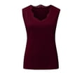 thumbnail image 4 of LEAVINGSUO Tank Tops for Women under $5 Fashion Women Casual Solid Short Sleeve V-Neck Lace Vest Blouse Tops Red S, 4 of 4