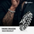thumbnail image 2 of FaithHeart Viking Dragon Bracelet for Men with Card, Vintage Silver Stainless Steel Punk Curb Link Chain Bracelet Fahion Hippop Jewelry Gift for Son Birthday Christmas Graduation 19MM, 2 of 8