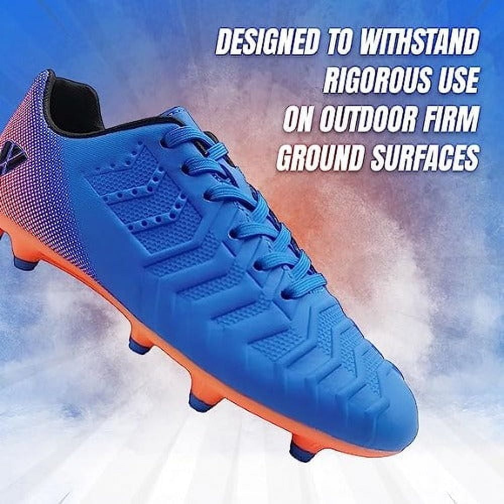 Vizari Kids Laguna Junior Firm Ground Outdoor Soccer Cleats/Shoes | for Boys and Girls - Royal Blue / Orange