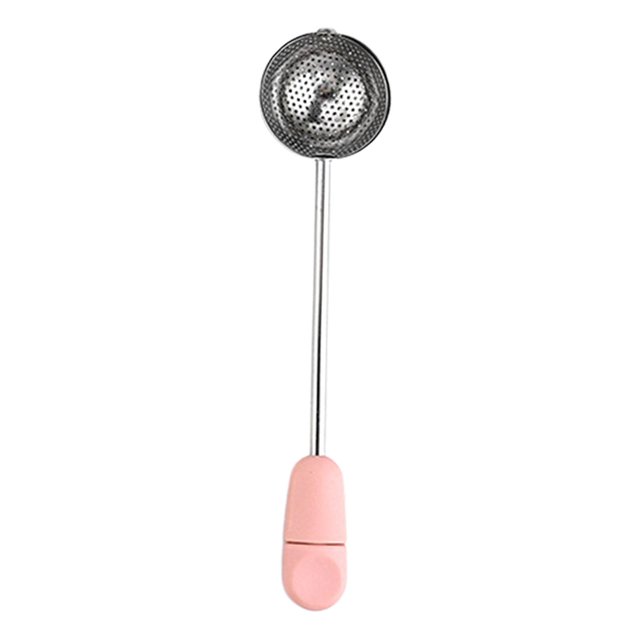 Colador de té Infusor de bolas de té, accesorios de té con mango giratorio, colador de bolas de té, Infusor de té para taza y tetera, té suelto rosa