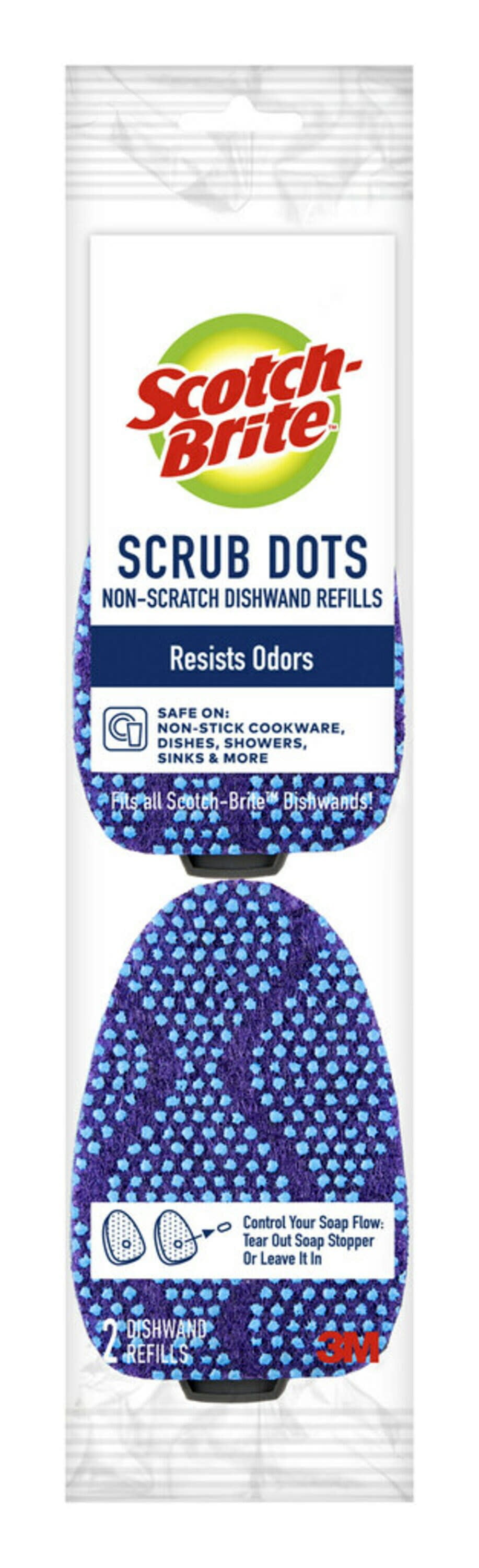Scotch-Brite Scrub Dots Non-Scratch Dishwand Refills, 2 Dishwand Refills