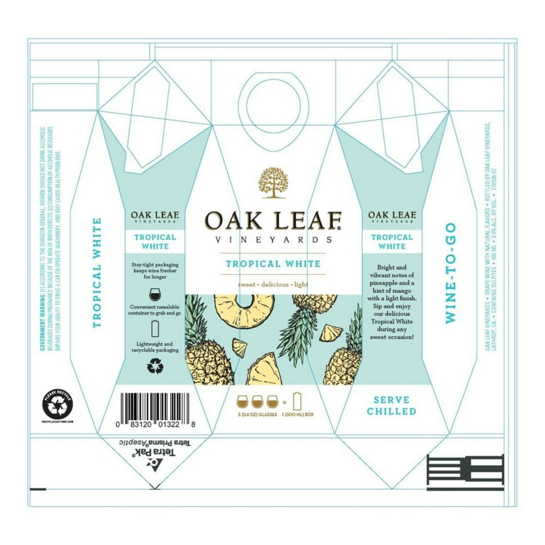 Oak Leaf Vineyards Tropical White Flavored Wine, 500ml Tetra-Pak