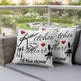 thumbnail image 5 of Pack of 2 Outdoor Pillow Covers 18x18 Inch Waterproof Kitchen Tableware Throw Pillow Covers,Decorative Couch Pillow Shams Protectors Red Love Heart Black Words Vintage Patio Cushion Pillowcases, 5 of 8