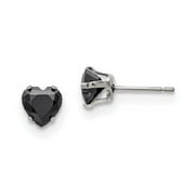 Stunning Sterling Silver Black Onex Heart Shape Stud Earrings