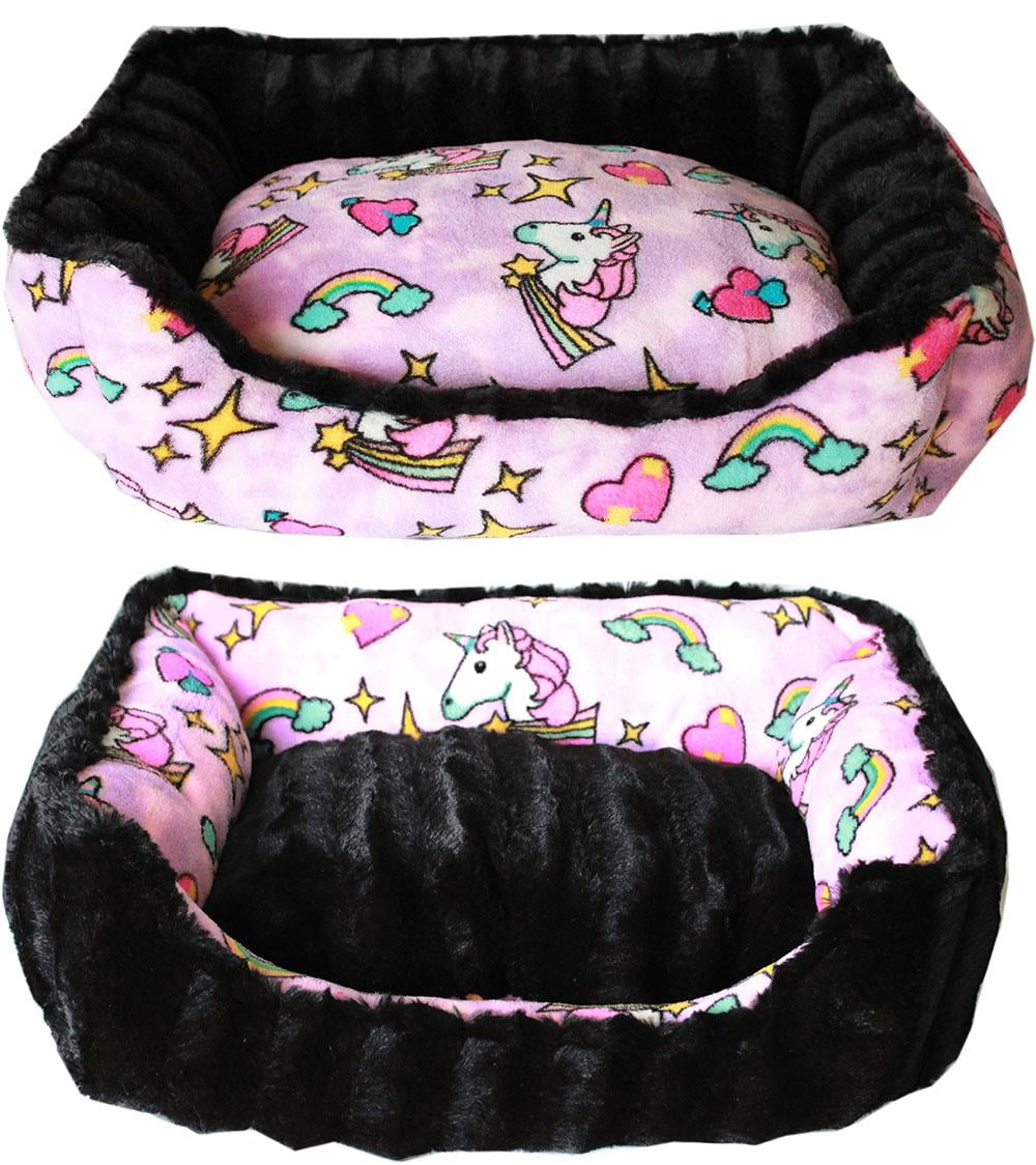 Reversible Bumper Dog Bed Pink Unicorn Medium - Walmart.com