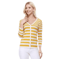 thumbnail image 2 of YEMAK Women's 3/4 Sleeve V-Neck Stripe Regular Fit Button-Down Sweater Cardigan-HONEY-L, 2 of 4