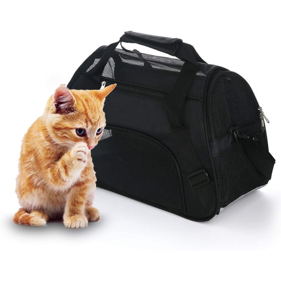 Pet Carrier Cat Cattier Soft-Sided Carriers for Small Medium Cats Dogs Puppies Pet Carrier Airline Approved Cat Dog Pet Travel Carrier, Black