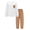 White + Brown, variant on Arshiner Boy 2Pcs Fall Winter Clothes Color Block Crewneck Sweatshirt and Pants Sweatsuit