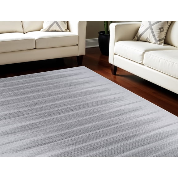 HomeRoots 546505 6 x 9 ft. Ombre Distressed Non Skid Rectangle Area Rug, Gray