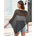 thumbnail image 5 of longantii Women Sheer Poncho Top Lightweight Knit Mesh Beach Cover Up, Summer Poncho Shirt Shawl for Vacation Festival Outfits Black XL, 5 of 7