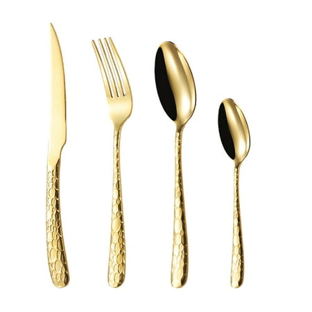 40 Pcs GOLD Silverware Set Service for 10,Stainless Steel Flatware Set,Mirror Polished Cutlery Utensil Set,Durable Kitchen Eating Tableware Set,Include Fork Knife Spoon Set,Dishwasher Safe