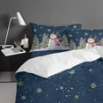 thumbnail image 4 of Christmas King Size Comforter Set, Winter Xmas Snowman Pine Tree Snowflakes Navy Blue Bedding for All Seasons, 4 Pcs Bed Set with 1Comforter (90"x106") ,1 Sheet(94"x116"), 2 Pillowcases (19"x35"), 4 of 7