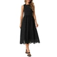 thumbnail image 2 of INSPIRE CHIC Women's Summer Tank Dress Sleeveless A Line Midi Dress Cotton Crewneck Casual Holiday Dress XL Black, 2 of 6