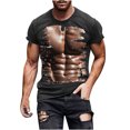 thumbnail image 4 of ZCFZJW Summer T-Shirts for Men Big and Tall 3D Fake Muscle Pattern Graphic Short Sleeve Crew Neck Workout T Shirt Loose Fit Soft Cotton Pullover Tops Black M, 4 of 6