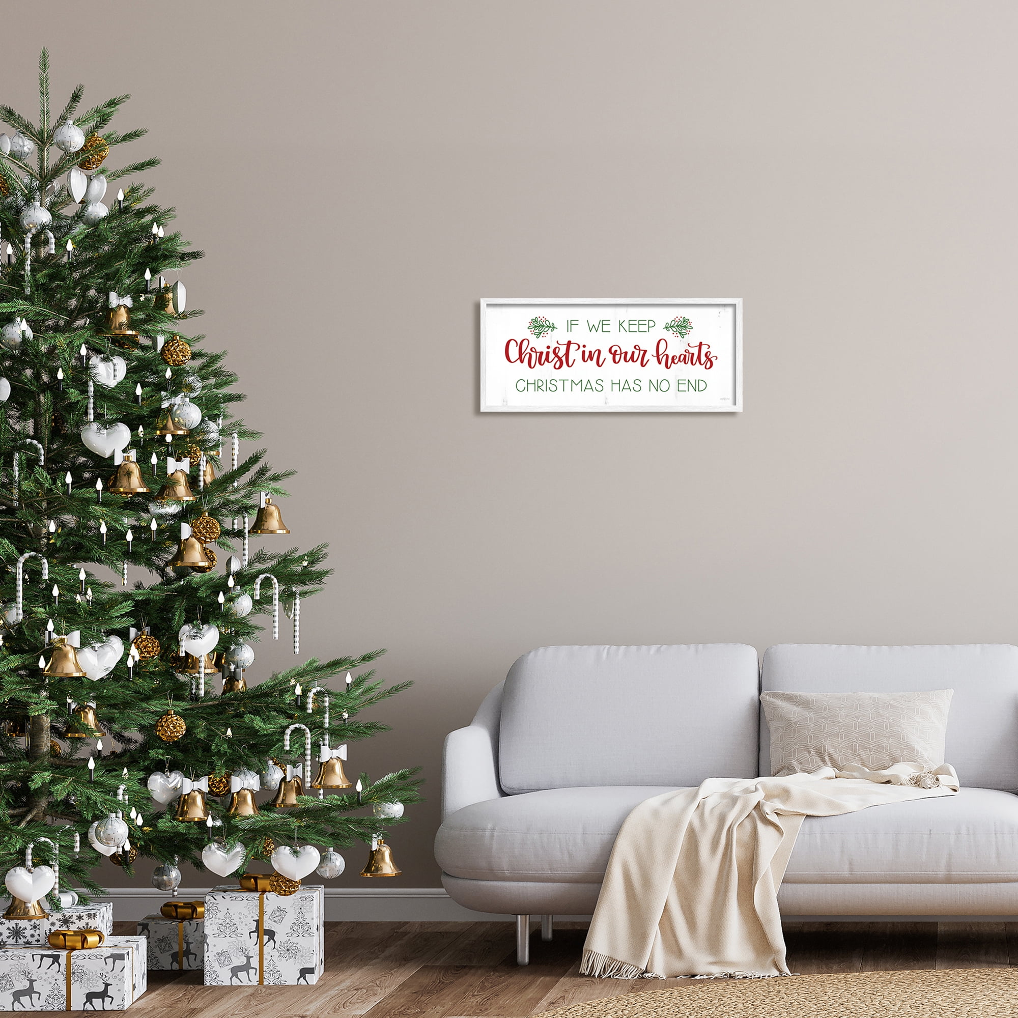 Inspiring Christmas Typography Quote Rustic Floral Motif Inspirational Graphic Art Framed Art Print Wall Art