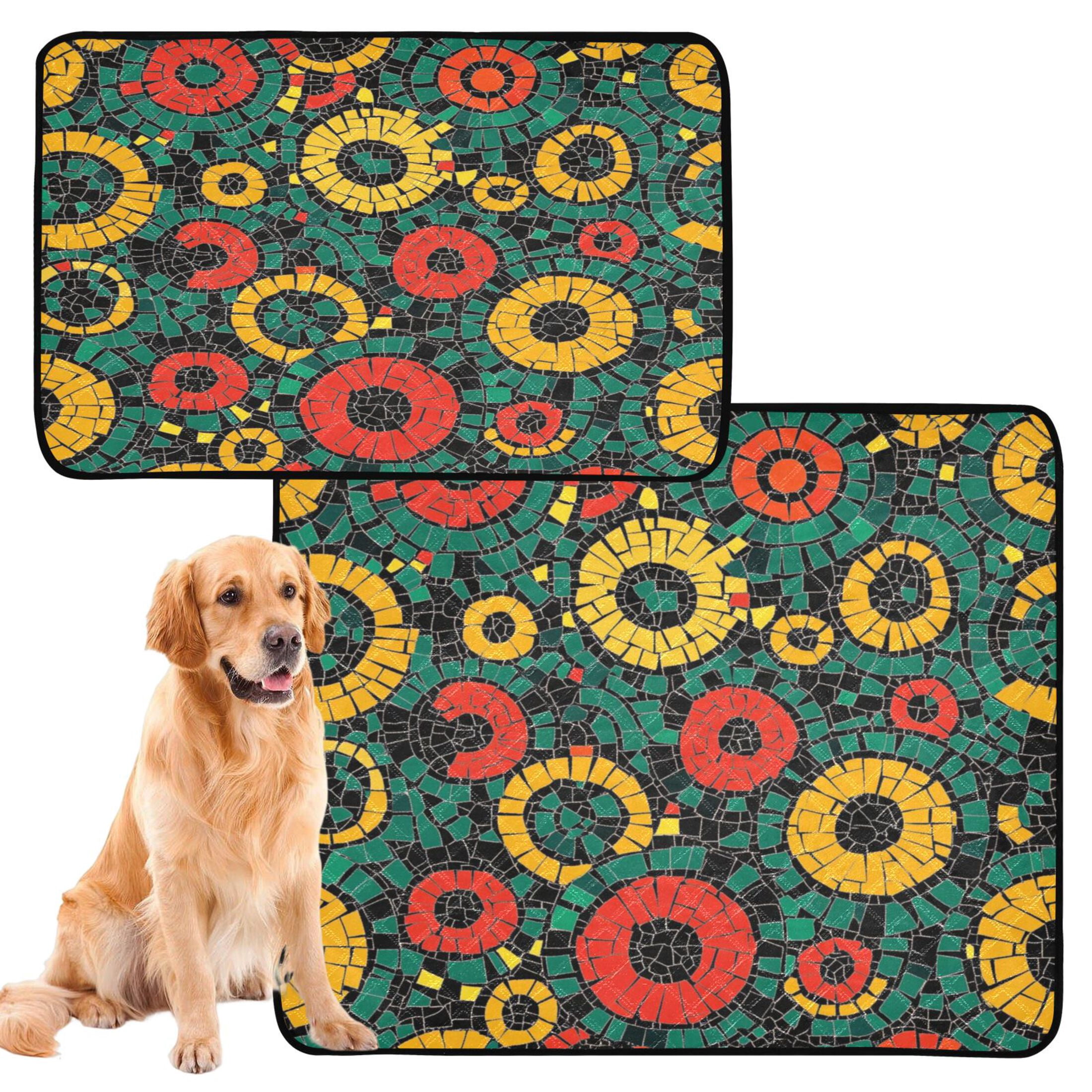 Qxltty Geometric Circle Figure Cat litter Pads Pet Set of 3 Diaper Mats Center Anti-leakage Layer Absorbent Soft and Comfortable