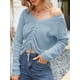 thumbnail image 5 of Jerséis de punto para mujer, cuello en V, cordón, manga larga, suéteres cortos informales CACAGOO Camiseta de manga corta, 5 of 7