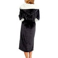 thumbnail image 3 of Rejlun Women Sherpa Robes Solid Color Fuzzy Plush Bathrobe Long Sleeve Sleepwear Plain Dressing Gown Warm Sleeping Fleece Robe Black 4XL, 3 of 4