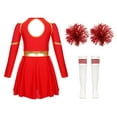 thumbnail image 4 of TiaoBug Kids Girls Cheer Leader Carnival Party Costume Cheerleading Uniform Dress and Pom Pom Socks Set B Red 10, 4 of 7