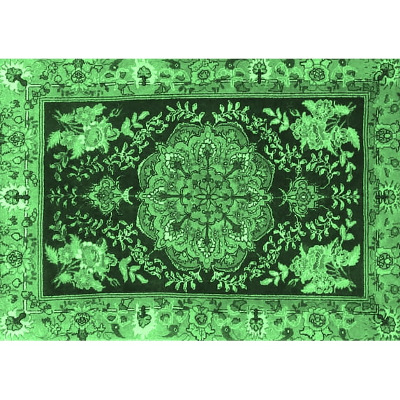 Ahgly Company Indoor Rectangle Medallion Emerald Green Traditional Area Rugs, 2' x 3'
