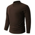 thumbnail image 2 of Mens Fleece Pullover Fitted Fall Winter Casual Thermal Tops Plain Mock Neck Long Sleeve Base Sweater Big and Tall (S, Coffee), 2 of 5