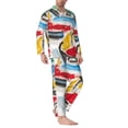 thumbnail image 2 of Balery Colorful Abstract Bumper Cars Pattern Pajama Sets for Men Long Sleeve 2 Piece Sleepwear Loungewear Sets Soft PJ's with Pockets Long Sleeve Comfy Pj Sets-Large, 2 of 7