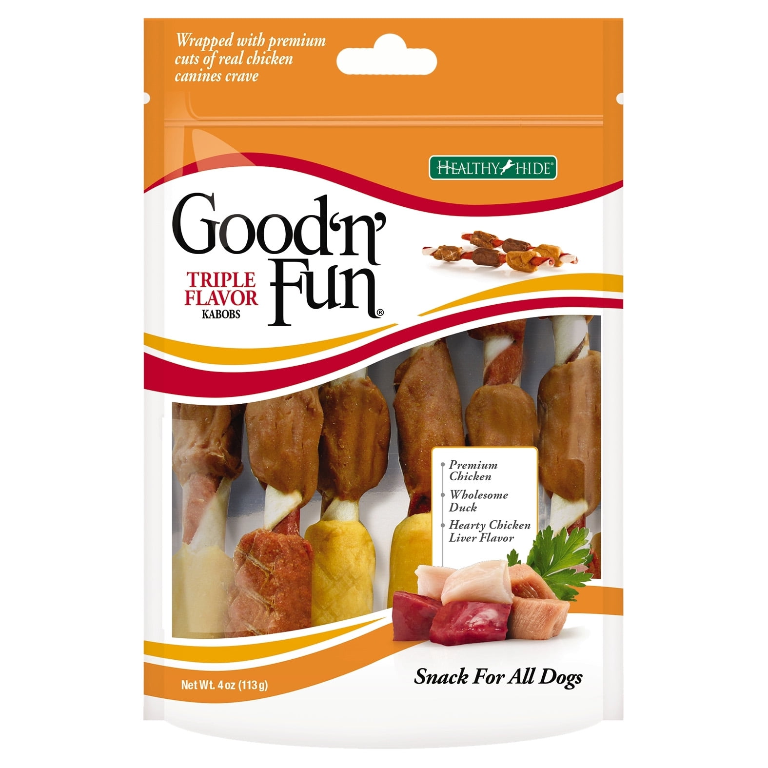 Good 'n' Fun Triple Flavor Kabobs Snack for All Dogs, 4.0 oz