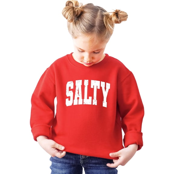 Salty Sweatshirt for Women, Teens & Girls Distressed Summer Beach Pullover Sweater Red Sweatshirt Youth Small