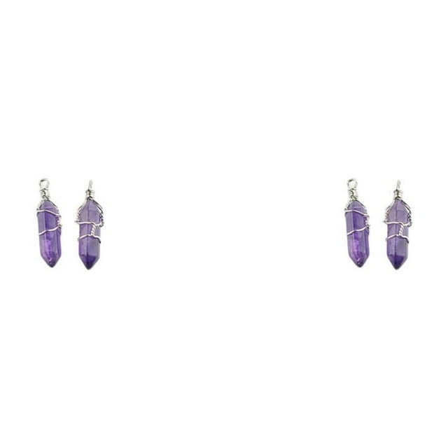 relayinert Hexagon Column Charm Women Men Findings Holiday Hanging Pendant Crystal Charms DIY Crafting Earring Using Accessories Silver Amethyst 2Set