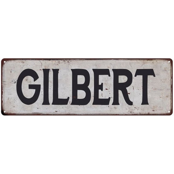 GILBERT Vintage Look Rustic Metal 8x24 Sign City State 108240041113