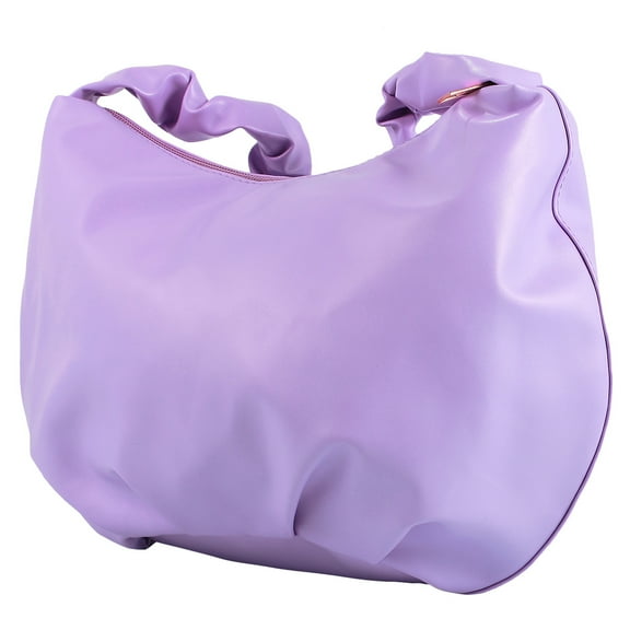 COMPUKAS Purple PU Pleated Tote Bag for Women Lightweight Large Capacity Portable Handbag 10.2x1.2x13.8 inches