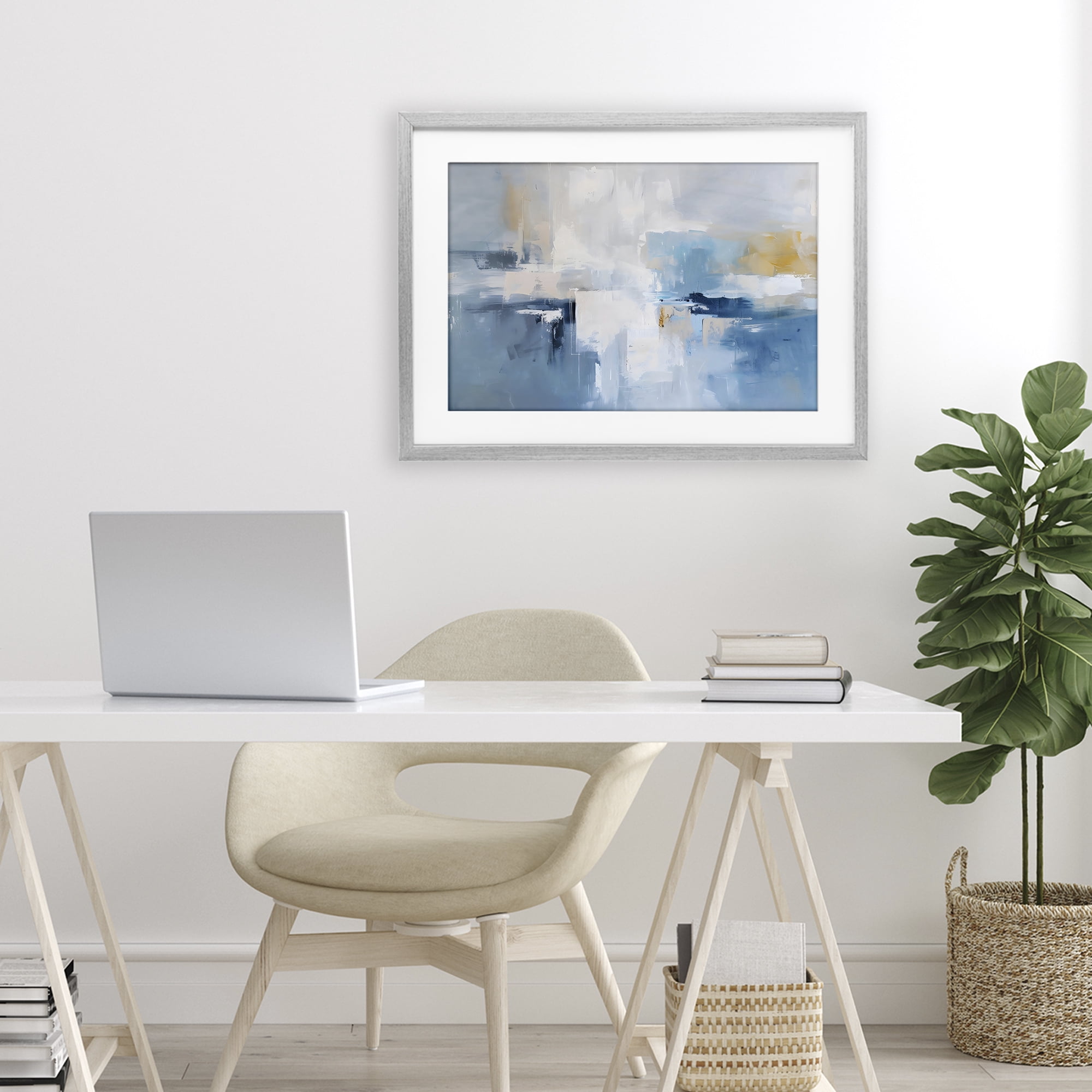 Stupell Industries Blue Sea Mist Horizon Gray Framed Print Under Glass, design by Creative Studio