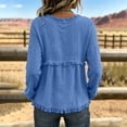 thumbnail image 5 of WULMLEO Women's Boho Western Fringe Tops Bohemian Gauze Cotton Linen Flowy Shirts Dark Blue XL, 5 of 6