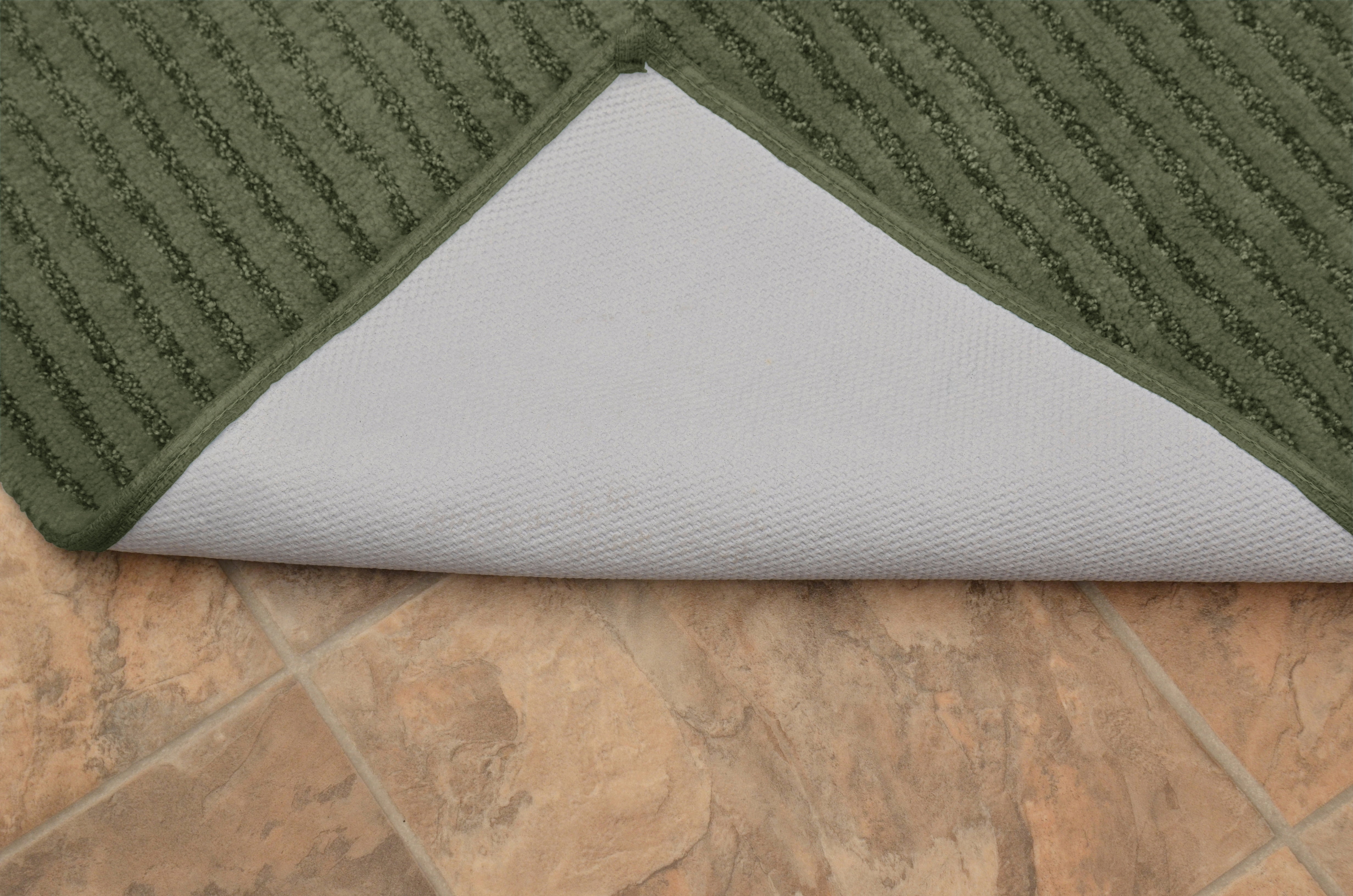 Garland Rug Sheridan Washable Nylon Bath Rug Set, 2 Piece Set (17"x24" Bath Rug, & 21"x34" Bath Rug) Deep Fern